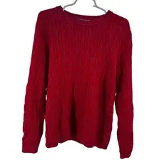 Karen Scott Red Crew Neck Sweater with Textured Knit XL cable knit metallic
