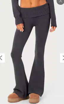 Edikted Desiree Knitted Low Rise Fold Over Flare Pants NWOT Dark Blue Size S