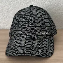 Bebe Black and Silver Metallic Logo Cap