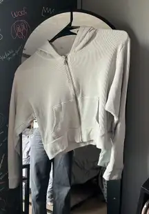 waffle knit holister zip up hoodie sweater 