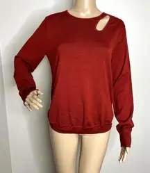 Cable & Gauge Red Cut Out Knit Sweater