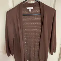 Roz & Ali Brown Open-Front Cardigan