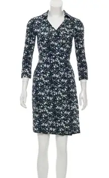 Diane Von Furstenberg - Justin Wrap Dress Blue Floral Silk Mini