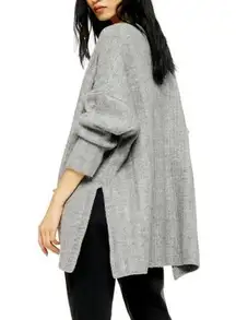 TopShop Long Cardigan Sweater Gray Knit Pockets