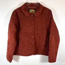 Cabelas Quilted Burgundy Jacket Womens Collared Button Down Lined Size Large