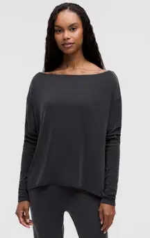 Lululemon Drapey Softstreme Off-The-Shoulder Long-Sleeve Shirt Black XS