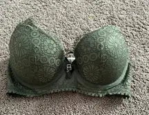 Green Lace Push Up Bra