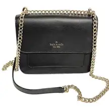 Kate Spade New York Black Remi Leather Crossbody Chain Link Bag Pocketbook