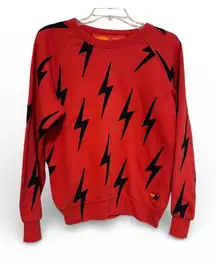 Aviator Nation black Red Lightning Bolt Sweatshirt XS EUC