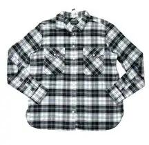 NWT Pendleton Women's Double-Brushed Cotton Flannel Plaid Elbow Patch Shirt L