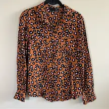 Sanctuary Women’s Brown Pink Cheetah Button Down Top Small