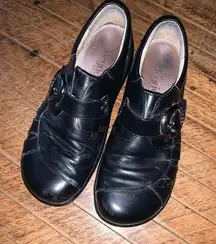 Alegria arch support black buckled nursing 39/9 ortho slip on shoes