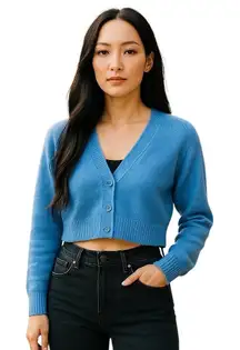 Aritzia Sunday Best Super Soft Wool Blend Crop Cardigan Blue Size 2XS Spring