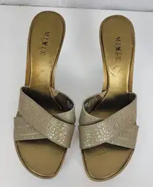 Mixit Womens Heels Size 8 Green Reptile‎ Embossed Leather Slip On