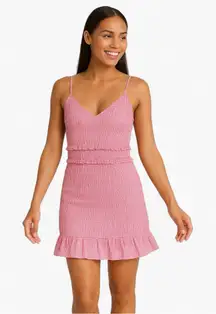 Skies Are Blue Smocked Pink Ruffle Mini Dress XS