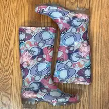 Coach Poppy Rain Boots Signature Monogram Multi-Colored Size 6