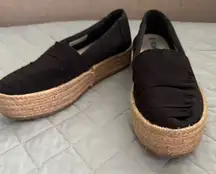 Toms Black Platform Espadrilles