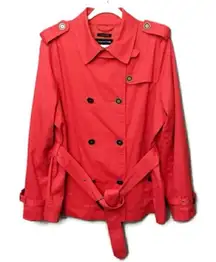 Jones New York Stretch Red Short Trench Coat Medium