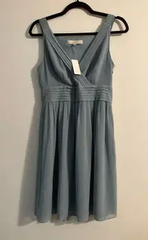 Loft Ann Taylor, dusty blue chiffon pleated Formal dress nwt 2