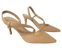 Calvin Klein Greer Beige Slingback Pointed Toe Stiletto Heels Shoes Sz 10M