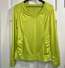 Tangerine Brand Form Fitted Long Sleeve Athletic Lime Green Shirt - Size Large