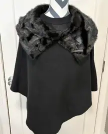 Mixit Black Faux Fur Poncho Shawl Cape Wrap Black Whimsigoth Outerwear NWT O/S