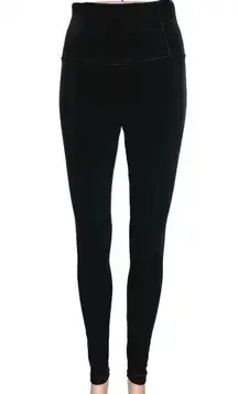 Design Lab Black Velvet Velour High Waist Stretch Ankle Cropped Pants Leggings S