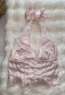 Light pink satin halter top Pacsun XS