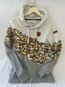 Wanakome Hooded White/Camouflage Pullover Sweatshirt Hoodie size S