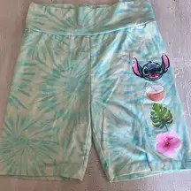 Lilo & Stitch Blue & Green Tie Dye Bike Shorts Size L