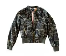 Iris Camo Puffer Bomber Zip Up Jacket