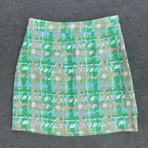 Kate Spade New York Skirt The Rules Green Tan Cream Tweed Mini Skirt Size 6