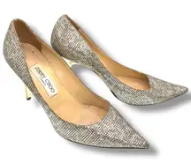 Jimmy Choo Glitter Heels Pointed Toe Stiletto Pumps Women Size 38