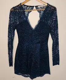 Lovers + Friends EveLace Long Sleeve Teal Romper size S