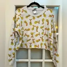 Vintage Looney Tunes | 90’s Women's Tweety Bird Crop Sweatshirt Size XL