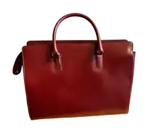 Kenneth Cole Women's Red Leather Satchel laptop,‎ or messenger bag