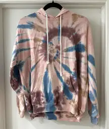 Ultra Flirt Pink & Blue Tie Dye Hoodie Sweatshirt, Size S