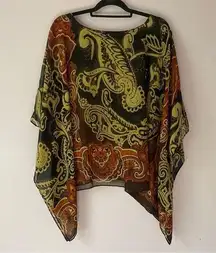 Susan Graver QVC Poncho 3X Chiffon Boho Paisley