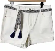 Maurices High Rise White Denim Jean Shorts Cuffed Women's size 16