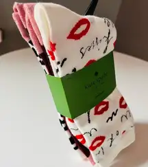 Kate Spade Women’s Socks 3-Pack NWT • Lips Print • Script Design • Striped Pair