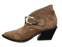 Seven7 Brown Dallas Faux Suede Boot Size 7 Studded Ankle Bootie Suede Bootie