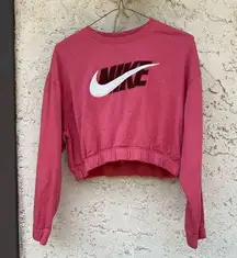 Nike Size medium pink cropped sweatshirt fleece burnt sunrise icon clash