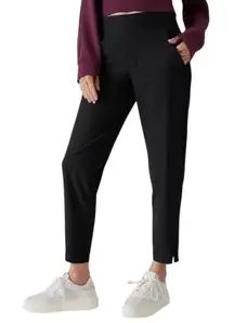 Athleta Brooklyn Mid Rise Ankle Pants Black Gloss Stripe Size 16