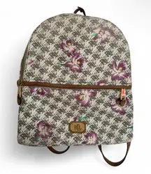 Ralph Lauren Purple Floral RLL Logo Backpack Medium Size Pre-owned