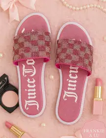 Juicy Couture Rhinestone  Pink Checkered Sandal Slides NWT​