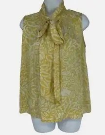 CAbi Moonbeam Sleeveless Tie Neck Silk Blouse