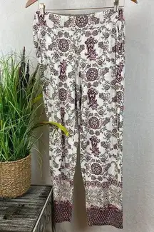 Soma White Floral Print Soft Rayon Pajama Pants S