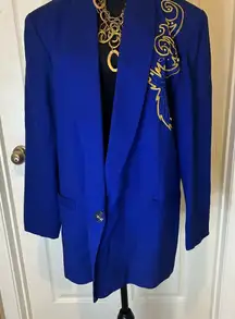 Vintage “MOZA” Royal Blue Blazer with Gold Accents