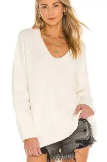 Free People Women's Brookside Tunic Sweater Scoop Neck Cream Oversized Sz Small