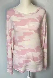 Time and Tru bubble gum pink and cream military print sweater.  Size XL.